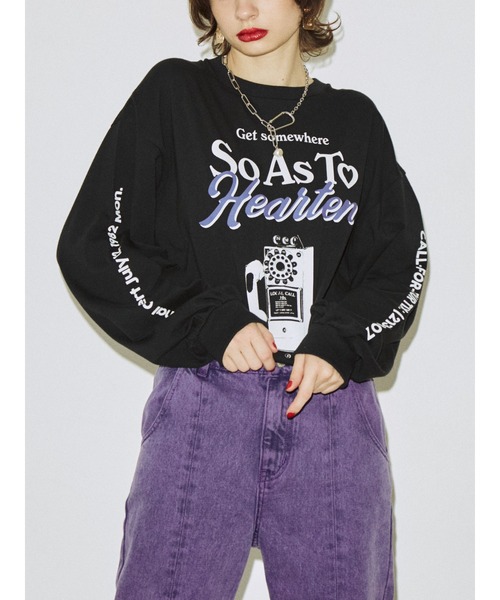 jouetie（ジュエティ）の「telephone ロンT（Tシャツ/カットソー・レディース・ピンク/ブラック/オフホワイト・MEDIUM）」の2枚目の写真