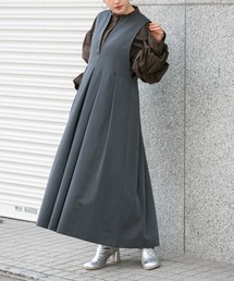 KBF | キーネックBIGプリーツジャンパースカート(ワンピース)