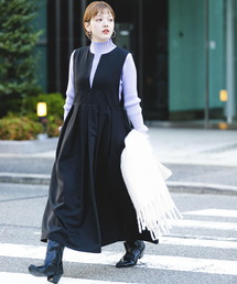 KBF | キーネックBIGプリーツジャンパースカート(ワンピース)