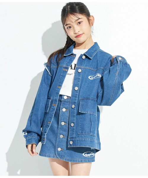 ANAP GiRL(アナップガール)の「2WAYデニムジャケット(デニムジャケット・キッズ・ブルー・S/XS/M)」の2枚目の写真