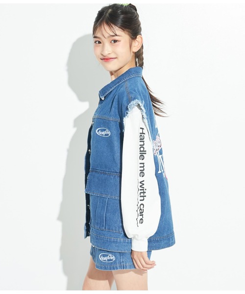 ANAP GiRL(アナップガール)の「2WAYデニムジャケット(デニムジャケット・キッズ・ブルー・S/XS/M)」の7枚目の写真