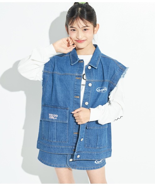 ANAP GiRL(アナップガール)の「2WAYデニムジャケット(デニムジャケット・キッズ・ブルー・S/XS/M)」の6枚目の写真
