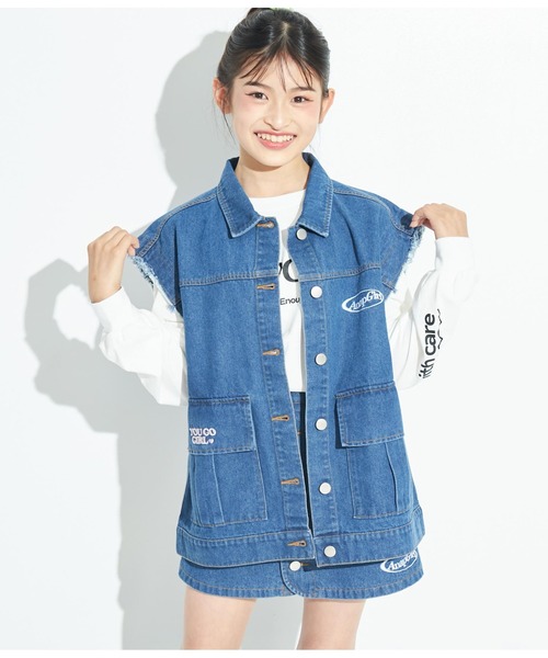 ANAP GiRL(アナップガール)の「2WAYデニムジャケット(デニムジャケット・キッズ・ブルー・S/XS/M)」の5枚目の写真