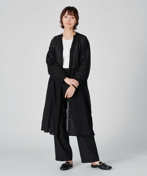 【Leilian】　スキッパー　フリルカラー　シャツワンピース　スパンコール Leilian】 スキッパー フリルカラー シャツワンピース