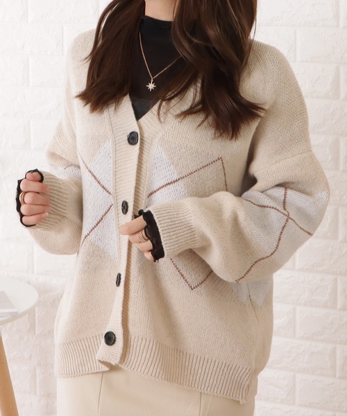 アミ　カーディガン　ベージュ　Sサイズ　美品 andme カーディガン オーバーサイズシアーニットカーディガン