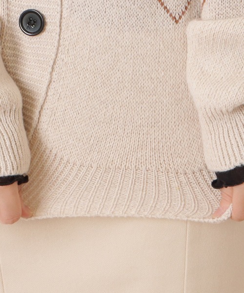 アーガイル柄Vネックゆるニットカーディガン（ニット/セーター