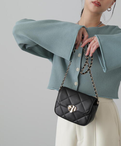 FREE'S MART(フリーズマート)の「◆メタルフラップバッグ(ショルダーバッグ・レディース・ブラック/ベージュ・フリ-)」の14枚目の写真