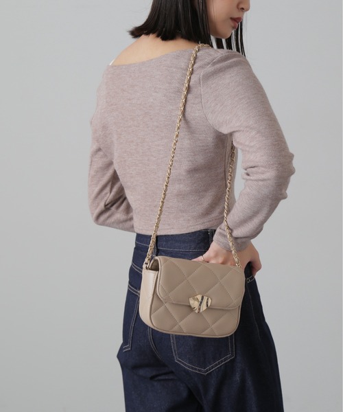 FREE'S MART(フリーズマート)の「◆メタルフラップバッグ(ショルダーバッグ・レディース・ブラック/ベージュ・フリ-)」の9枚目の写真