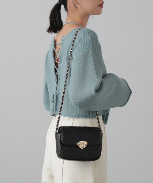 FREE'S MART(フリーズマート)の「◆メタルフラップバッグ(ショルダーバッグ・レディース・ブラック/ベージュ・フリ-)」の3枚目の写真