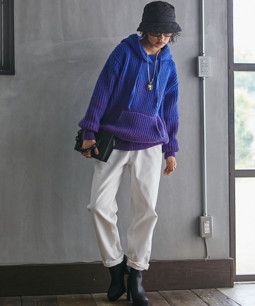 GEVS.（ジェイヴィス）の「＜大きいサイズ＞ グラデーションニットパーカー GEVS.（ニット/セーター・レディース・ブルー系/ピンク系/パープル系・L/LL/3L/4L/5L）」の17枚目の写真