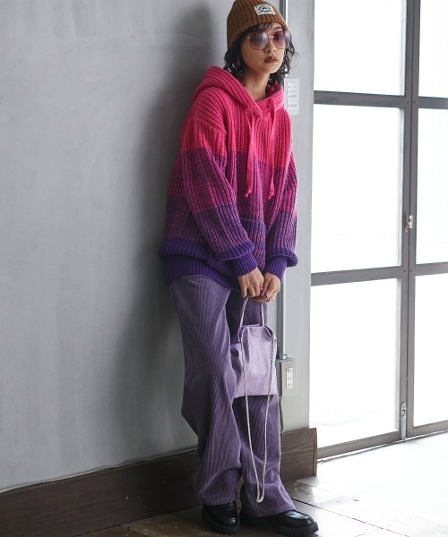 GEVS.（ジェイヴィス）の「＜大きいサイズ＞ グラデーションニットパーカー GEVS.（ニット/セーター・レディース・ブルー系/ピンク系/パープル系・L/LL/3L/4L/5L）」の22枚目の写真