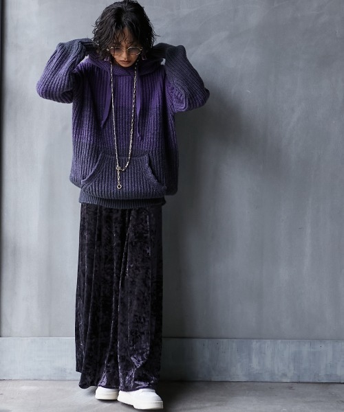 GEVS.（ジェイヴィス）の「＜大きいサイズ＞ グラデーションニットパーカー GEVS.（ニット/セーター・レディース・ブルー系/ピンク系/パープル系・L/LL/3L/4L/5L）」の10枚目の写真