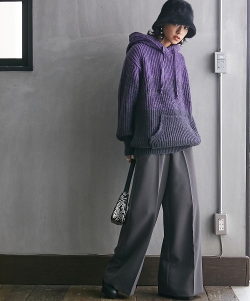 GEVS.（ジェイヴィス）の「＜大きいサイズ＞ グラデーションニットパーカー GEVS.（ニット/セーター・レディース・ブルー系/ピンク系/パープル系・L/LL/3L/4L/5L）」の21枚目の写真