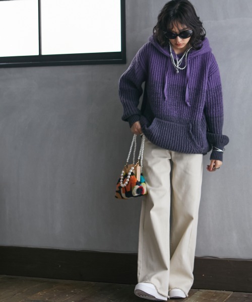 GEVS.（ジェイヴィス）の「＜大きいサイズ＞ グラデーションニットパーカー GEVS.（ニット/セーター・レディース・ブルー系/ピンク系/パープル系・L/LL/3L/4L/5L）」の13枚目の写真