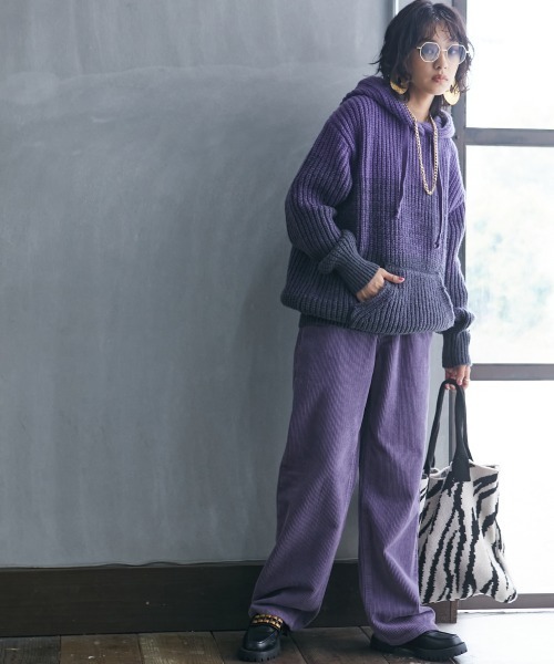 GEVS.（ジェイヴィス）の「＜大きいサイズ＞ グラデーションニットパーカー GEVS.（ニット/セーター・レディース・ブルー系/ピンク系/パープル系・L/LL/3L/4L/5L）」の16枚目の写真