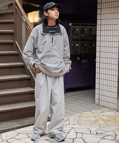 retock's】裏フリース ハーフジップ ビッグシルエット ナイロン