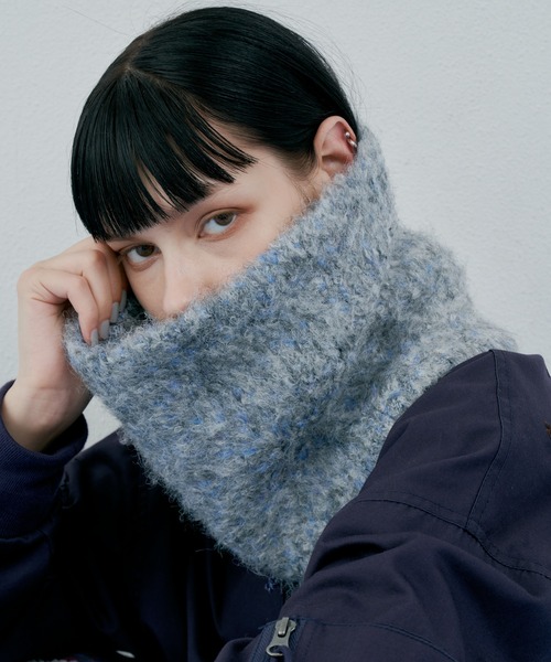 AIVER(アイバー)の「AIVER 起毛ニットスヌード(ネックウォーマー/スヌード・メンズ・ライトグレー/パープル/ブラック・FREE)」の2枚目の写真