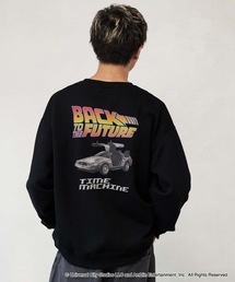 【OUTDOOR PRODUCTS/アウトドアプロダクツ】【Back to the Future/バック・トゥ・ザ・フューチャー】デロリアン コラボ 裏起毛 クルートレーナ- スウェット ドロップショルダー オーバーサイズ バックプリント