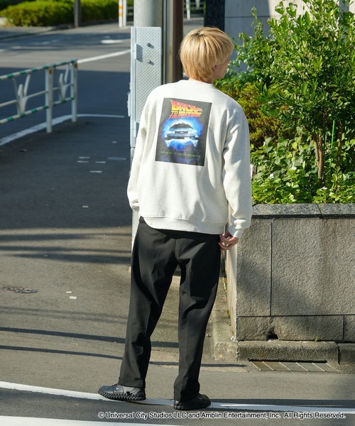 OUTDOOR PRODUCTS（アウトドアプロダクツ）の「【OUTDOOR PRODUCTS/アウトドアプロダクツ】【Back to the Future/バック・トゥ・ザ・フューチャー】デロリアン　 コラボ　 裏起毛　クルートレーナ－　スウェット　 ドロップショルダー 　オーバーサイズ　バックプリント（スウェット・メンズ・ブラック/オフホワイト/杢グレー/ブルーグレー・MEDIUM/X-LARGE/LARGE）」の7枚目の写真