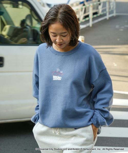 OUTDOOR PRODUCTS（アウトドアプロダクツ）の「【OUTDOOR PRODUCTS/アウトドアプロダクツ】【Back to the Future/バック・トゥ・ザ・フューチャー】デロリアン　 コラボ　 裏起毛　クルートレーナ－　スウェット　 ドロップショルダー 　オーバーサイズ　バックプリント（スウェット・メンズ・ブラック/オフホワイト/杢グレー/ブルーグレー・MEDIUM/X-LARGE/LARGE）」の14枚目の写真