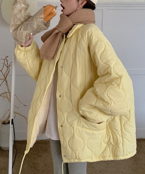 ENLIKE（エンリケ）の「オーバーサイズウェービーキルティングジャケット（その他アウター・レディース・ホワイト/ブラック/イエロー・FREE）」の13枚目の写真