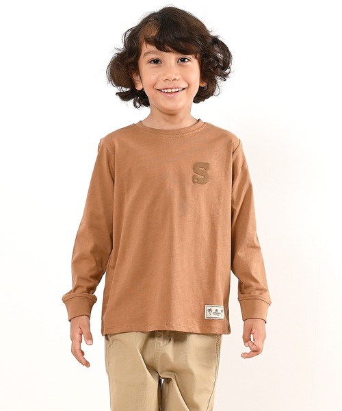 LEAD(リード)の「OCS認証 オーガニックコットン100% ロゴ【イニシャル S】長袖Tシャツ(Tシャツ/カットソー・キッズ・マスタード/キャメル/インディゴブルー/カーキ/コーラル・120/140/110/90/150/100/130)」の4枚目の写真