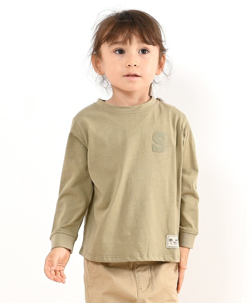LEAD(リード)の「OCS認証 オーガニックコットン100% ロゴ【イニシャル S】長袖Tシャツ(Tシャツ/カットソー・キッズ・マスタード/キャメル/インディゴブルー/カーキ/コーラル・120/140/110/90/150/100/130)」の2枚目の写真
