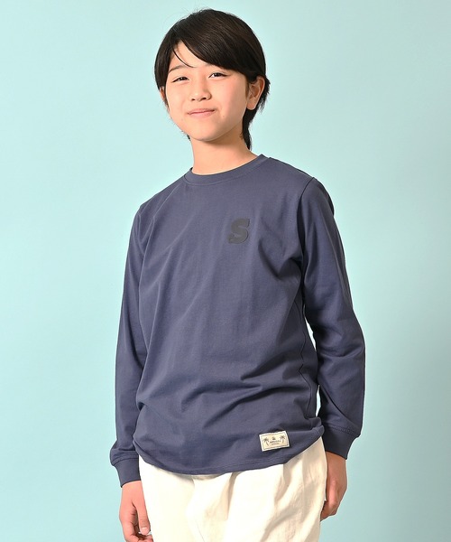 LEAD(リード)の「OCS認証 オーガニックコットン100% ロゴ【イニシャル S】長袖Tシャツ(Tシャツ/カットソー・キッズ・マスタード/キャメル/インディゴブルー/カーキ/コーラル・120/140/110/90/150/100/130)」の3枚目の写真