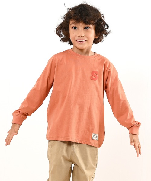 LEAD(リード)の「OCS認証 オーガニックコットン100% ロゴ【イニシャル S】長袖Tシャツ(Tシャツ/カットソー・キッズ・マスタード/キャメル/インディゴブルー/カーキ/コーラル・120/140/110/90/150/100/130)」の5枚目の写真