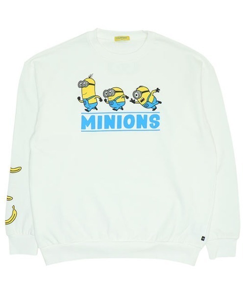 MINIONS（ミニオンズ）の「親子お揃い ミニオン 裏毛袖デザイントレーナー 9103A（スウェット・レディース・ホワイト・M/L）」の2枚目の写真