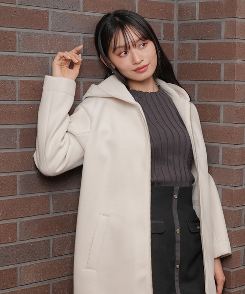 TRUDEA(トルディア)の「裏リブフードコート(その他アウター・レディース・アイボリー/グレイッシュブルー/ピンクベージュ・LARGE/MEDIUM)」の12枚目の写真