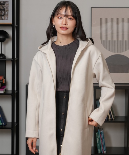 TRUDEA(トルディア)の「裏リブフードコート(その他アウター・レディース・アイボリー/グレイッシュブルー/ピンクベージュ・LARGE/MEDIUM)」の10枚目の写真