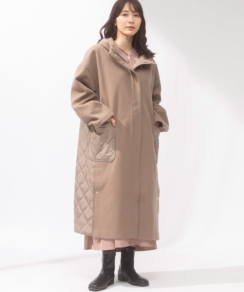 AnNet(アネット)の「ライクサーモ キルティング切り替え ロングコート(その他アウター・レディース・ブラック/ブラウン・3L/4L/5L)」の6枚目の写真