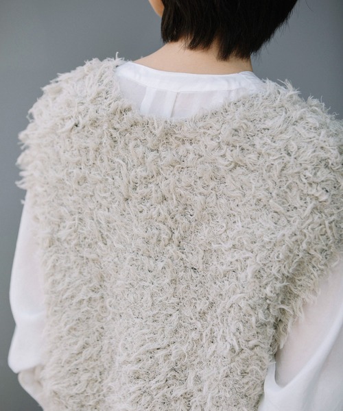 Munich（ミューニック）の「フリンジヤーンニットＶネックジレ（ベスト・レディース・ホワイト/ブラック/グレイッシュベージュ・FREE）」の18枚目の写真