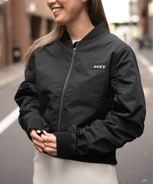 ROXY(ロキシー)の「ROXY/ロキシー ショート丈 MA-1 ギャザースリーブ RJK241058(MA-1・レディース・ブラック/カーキ/オフホワイト・L/M)」の3枚目の写真