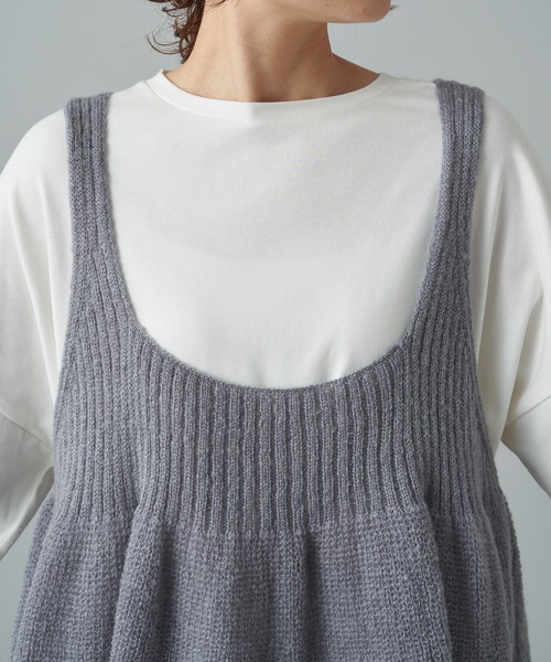 PUAL CE CIN（ピュアルセシン）の「リブ×畦ニットビスチェ（ニット/セーター・レディース・ベージュ/ダークブラウン/グレー・FREE）」の19枚目の写真