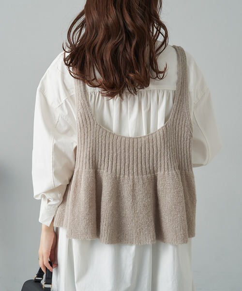 PUAL CE CIN（ピュアルセシン）の「リブ×畦ニットビスチェ（ニット/セーター・レディース・ベージュ/ダークブラウン/グレー・FREE）」の5枚目の写真