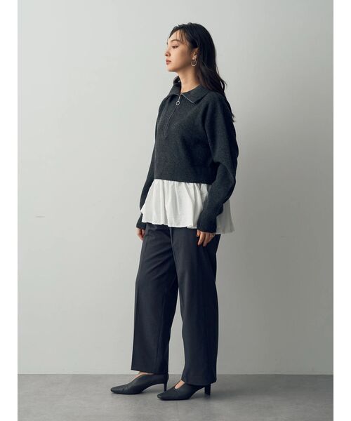 YECCA VECCA（イェッカヴェッカ）の「ダブルウエストストレートパンツ（その他パンツ・レディース・ベージュ/ブラウン/グレー・M-L/S/M）」の9枚目の写真