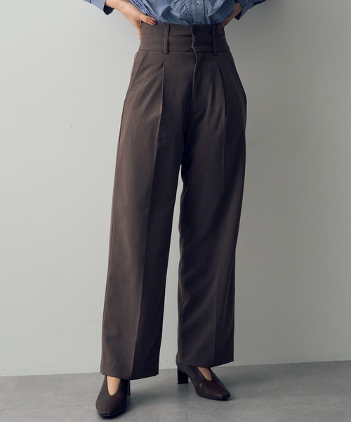 YECCA VECCA（イェッカヴェッカ）の「ダブルウエストストレートパンツ（その他パンツ・レディース・ベージュ/ブラウン/グレー・M-L/S/M）」の3枚目の写真