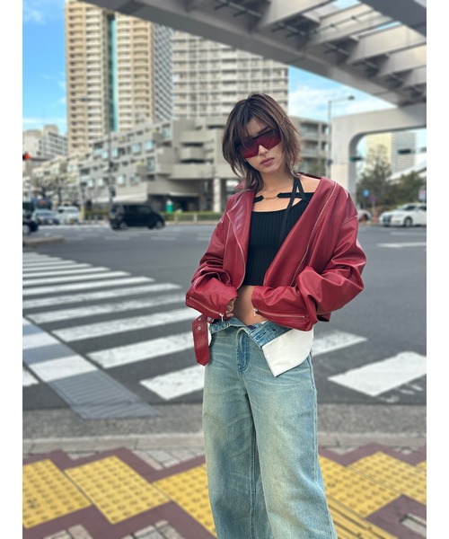 DURAS（デュラス）の「Rider jacket（ライダースジャケット・レディース・ブラック/レッド/ブラック×ゴールド・FREE）」の14枚目の写真