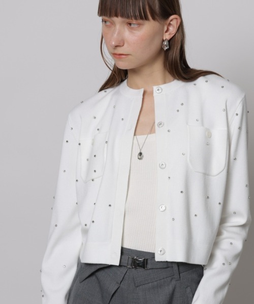 CADUNE（カデュネ）の「ラインストーンカーデ（ニット/セーター）」 - WEAR
