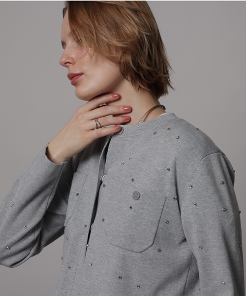 CADUNE（カデュネ）の「ラインストーンカーデ（ニット/セーター）」 - WEAR