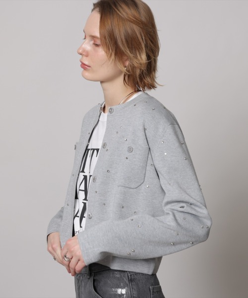CADUNE（カデュネ）の「ラインストーンカーデ（ニット/セーター）」 - WEAR