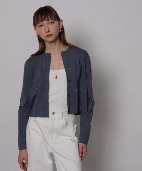 CADUNE（カデュネ）の「ラインストーンカーデ（ニット/セーター）」 - WEAR