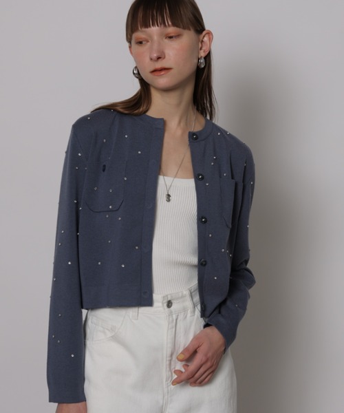 CADUNE（カデュネ）の「ラインストーンカーデ（ニット/セーター）」 - WEAR