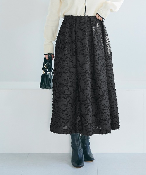 coca（coca）（コカ）の「ジャカードタックスカート（スカート・レディース・ライトベージュ/ブラック・M/L）」の2枚目の写真