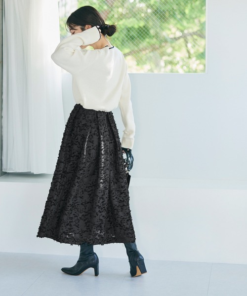 coca（coca）（コカ）の「ジャカードタックスカート（スカート・レディース・ライトベージュ/ブラック・M/L）」の7枚目の写真