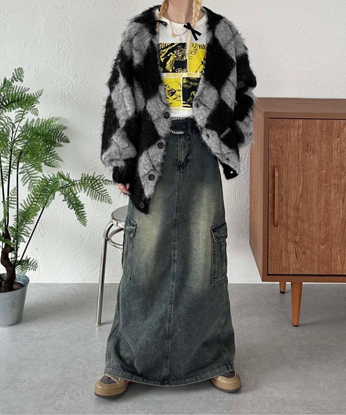 sedacle(セダクル)の「アーガイルニットルーズカーデ(カーディガン/ボレロ・メンズ・ブラック/ピンク/イエロー・SMALL/MEDIUM/LARGE)」の21枚目の写真