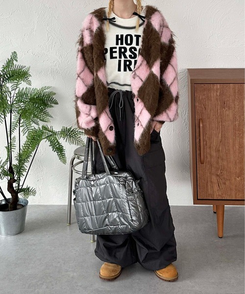 sedacle(セダクル)の「アーガイルニットルーズカーデ(カーディガン/ボレロ・メンズ・ブラック/ピンク/イエロー・SMALL/MEDIUM/LARGE)」の7枚目の写真