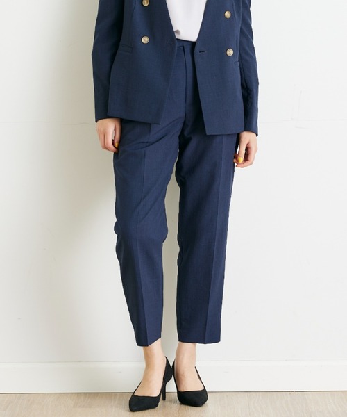INED CLARO（イネドクラロ）の「【洗えるセットアップ】リネンライクメランジパンツ（スーツパンツ・レディース・ネイビー/モカ・7号/9号/11号）」の2枚目の写真